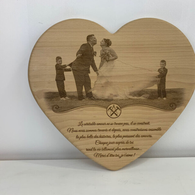 Sève et Copeaux - Cœur souvenir personnalisé (format : grand)