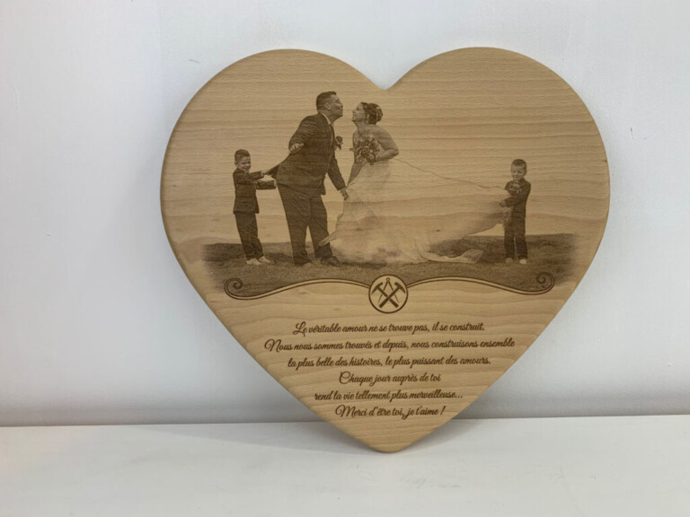 Sève et Copeaux - Cœur souvenir avec gravure personnalisée (grand & moyen formats)