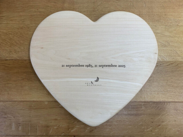 Sève et Copeaux - Cœur souvenir personnalisé (format : grand)