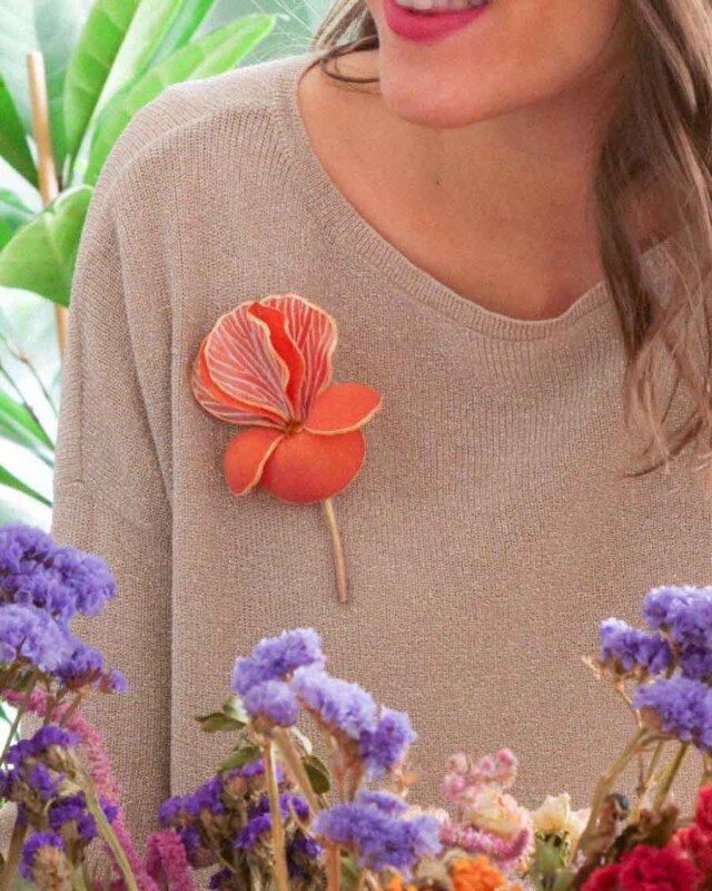 Ciléa Paris - Broche Iris - effet velours – Lavande