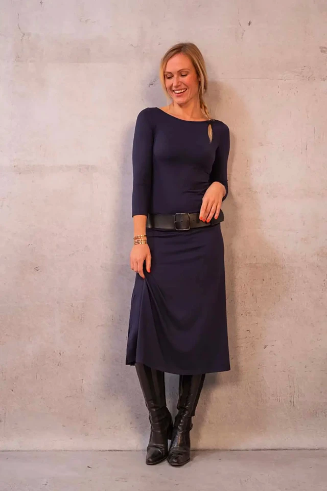 Thelma Rose - Robe midi col bateau Juliette – 44 / Noir