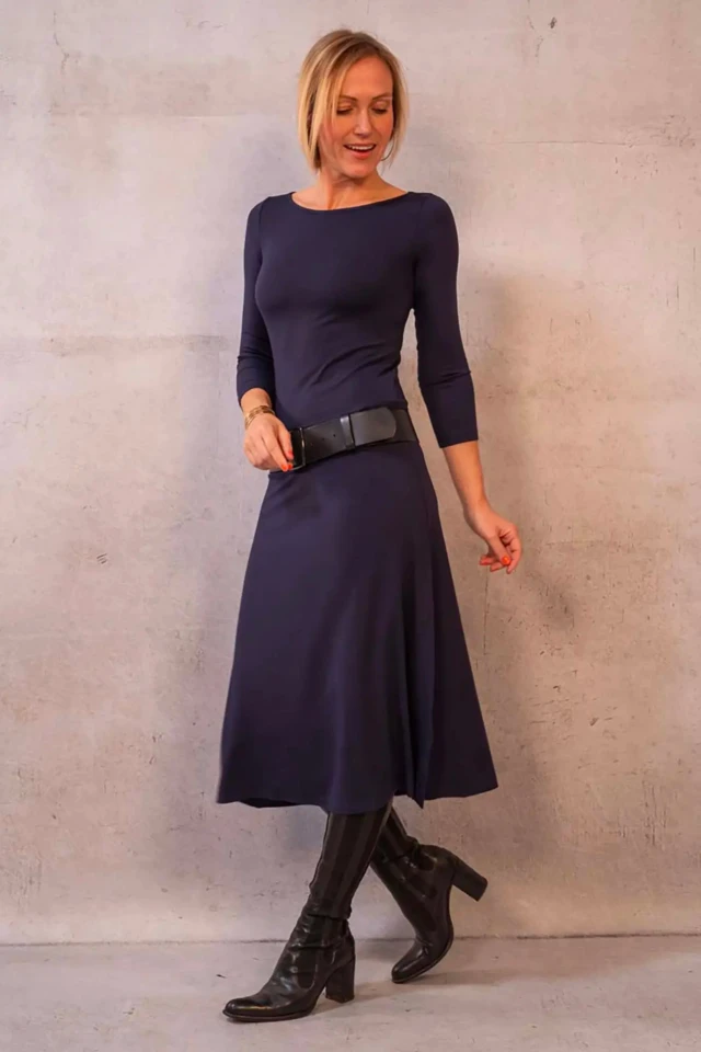 Thelma Rose - Robe midi col bateau Juliette – 44 / Noir