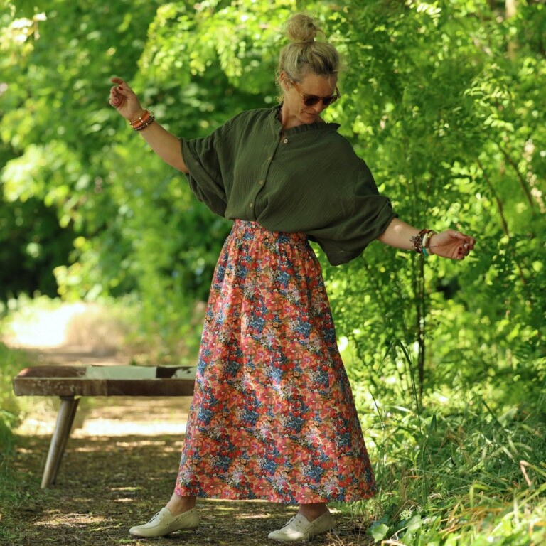 Quintessence - Jupe Tao — Coton flammes botaniques – XXXL