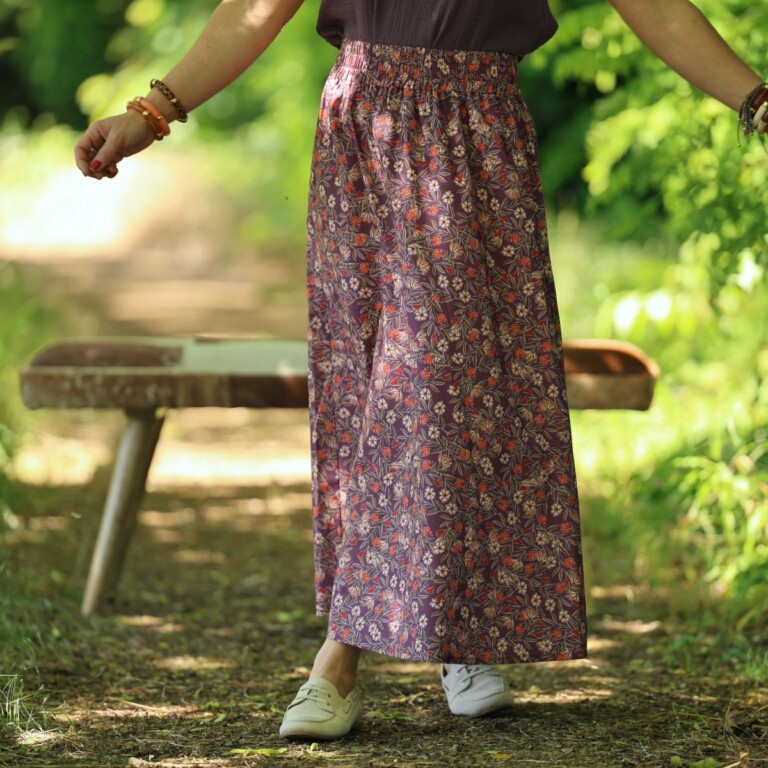 Quintessence - Jupe Tao — Coton Fleurs d'aubergine – XXXL