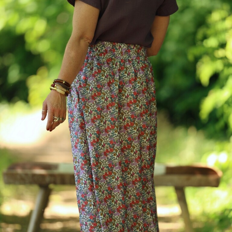 Quintessence - Jupe Tao — Coton herbier bleu-violet coraillé – XXXL