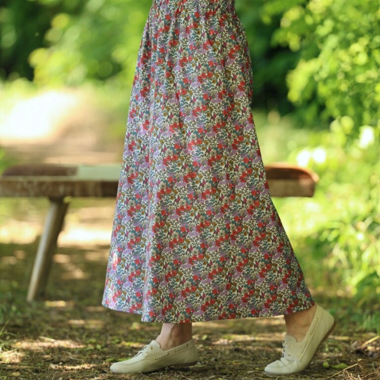 Quintessence - Jupe Tao — Coton herbier bleu-violet coraillé – XXXL
