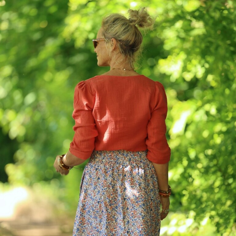 Quintessence - Jupe Tao — Coton jardin corail – XXXL