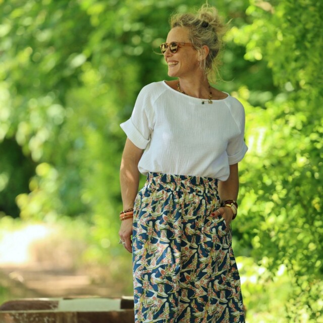Quintessence - Jupe Tao — Coton vol printanier – XXXL