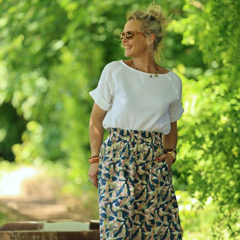 Quintessence - Jupe Tao — Coton vol printanier – XXXL