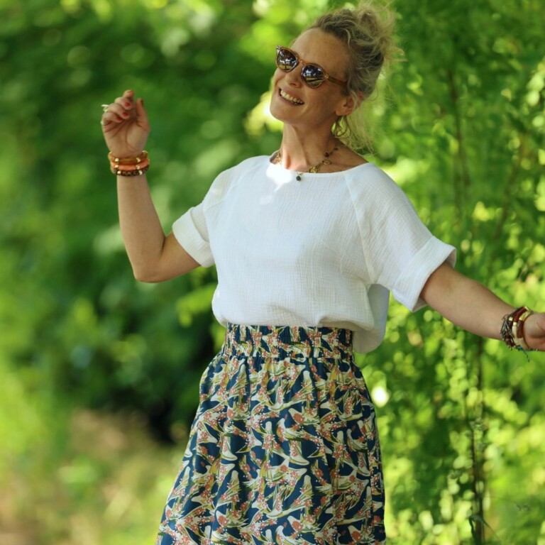Quintessence - Jupe Tao — Coton vol printanier – XXXL
