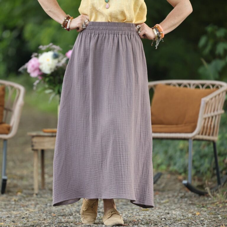 Quintessence - Jupe Tao — Double gaze de coton aubergine – XXXL