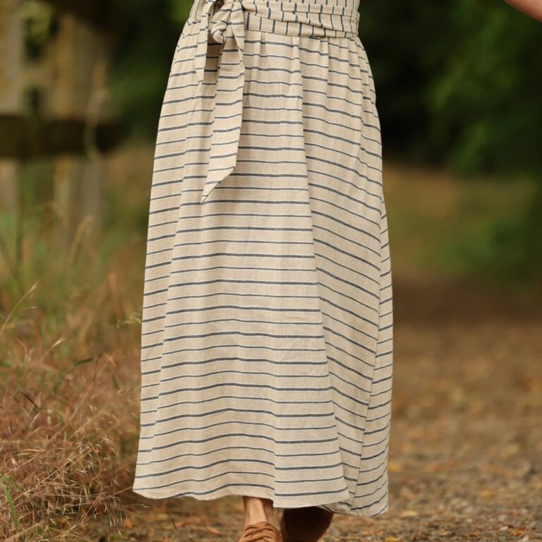 Quintessence - Jupe Tao — Lin rayure marine – XXXL