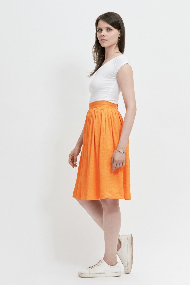 ECCLO - Jupe froncée orange – 34