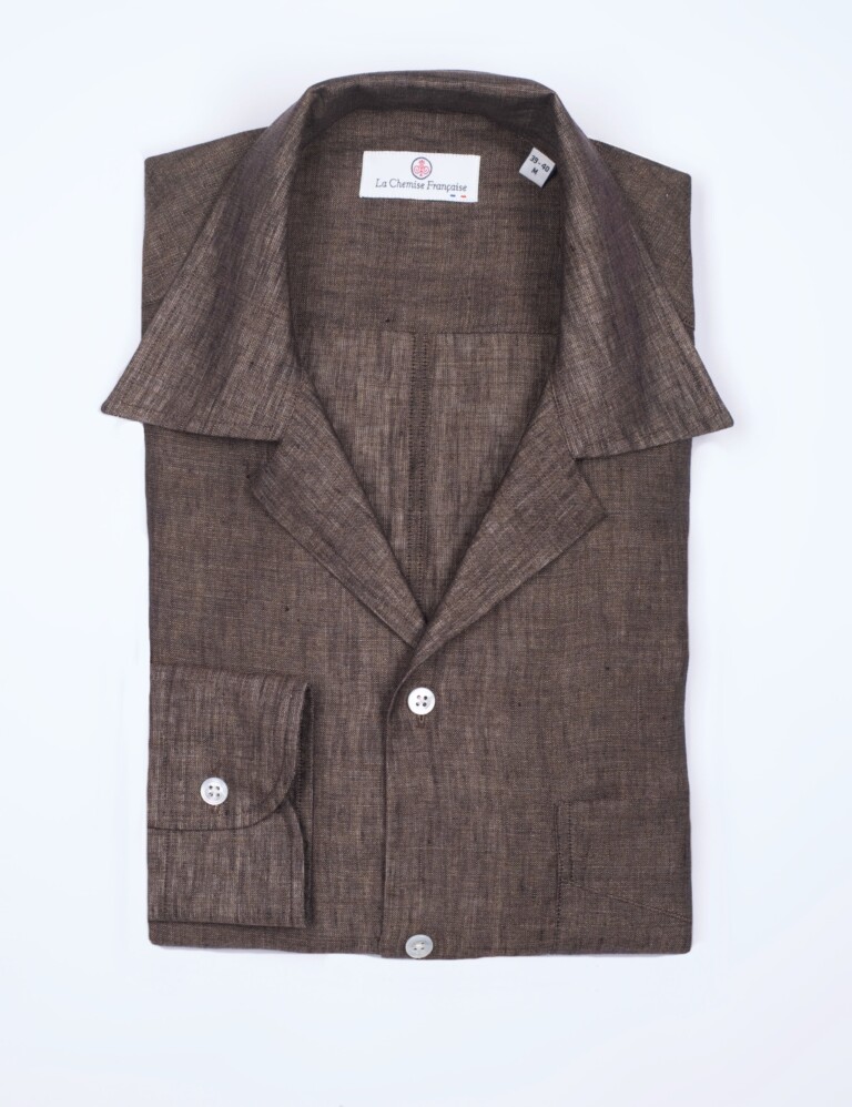 la chemise francaise chemise aficionado marron pliee La Chemise Française - Chemise Aficionado Marron – 3XL