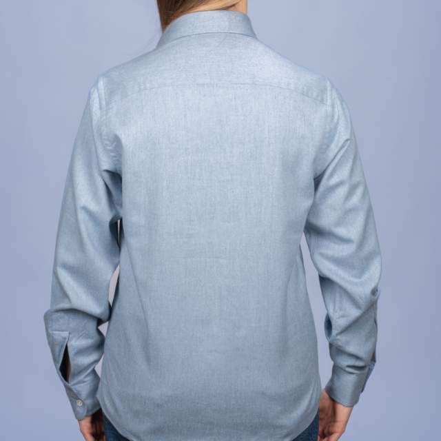 La Chemise Française - Chemisier Flanelle Chaude Bleu Glacier – 46
