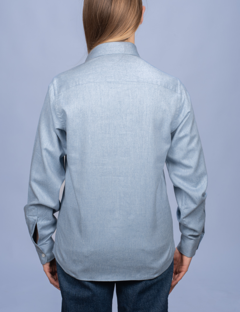 La Chemise Française - Chemisier Flanelle Chaude Bleu Glacier – 46
