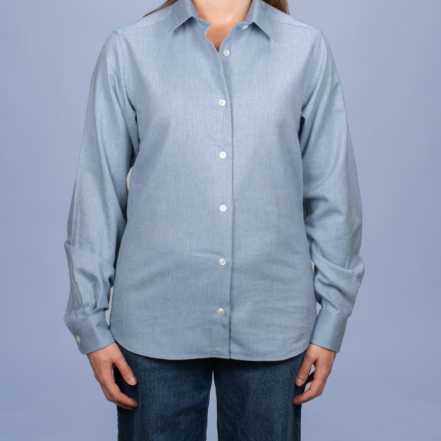 La Chemise Française - Chemisier Flanelle Chaude Bleu Glacier – 46