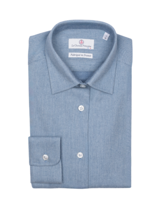 La Chemise Française - Chemisier Flanelle Chaude Bleu Glacier