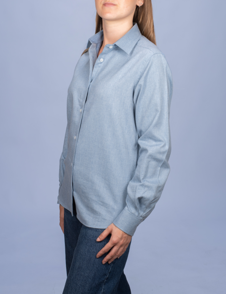 La Chemise Française - Chemisier Flanelle Chaude Bleu Glacier – 46
