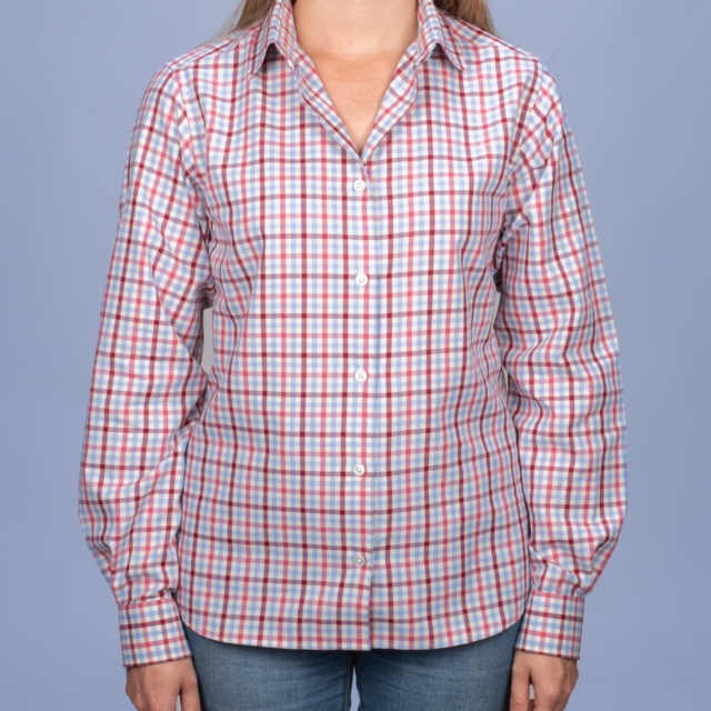 La Chemise Française - Chemisier Flanelle Légère à Carreaux Rose – 46