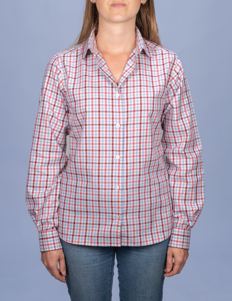 La Chemise Française - Chemisier Flanelle Légère à Carreaux Rose – 46