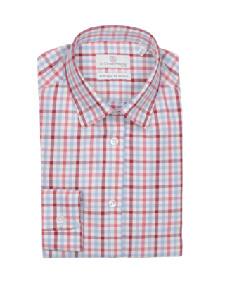 Chemisier Flanelle Légère à Carreaux Rose par la marque La Chemise Française La Chemise Française - Chemisier Flanelle Légère à Carreaux Rose