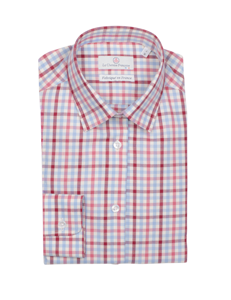La Chemise Française - Chemisier Flanelle Légère à Carreaux Rose – 46