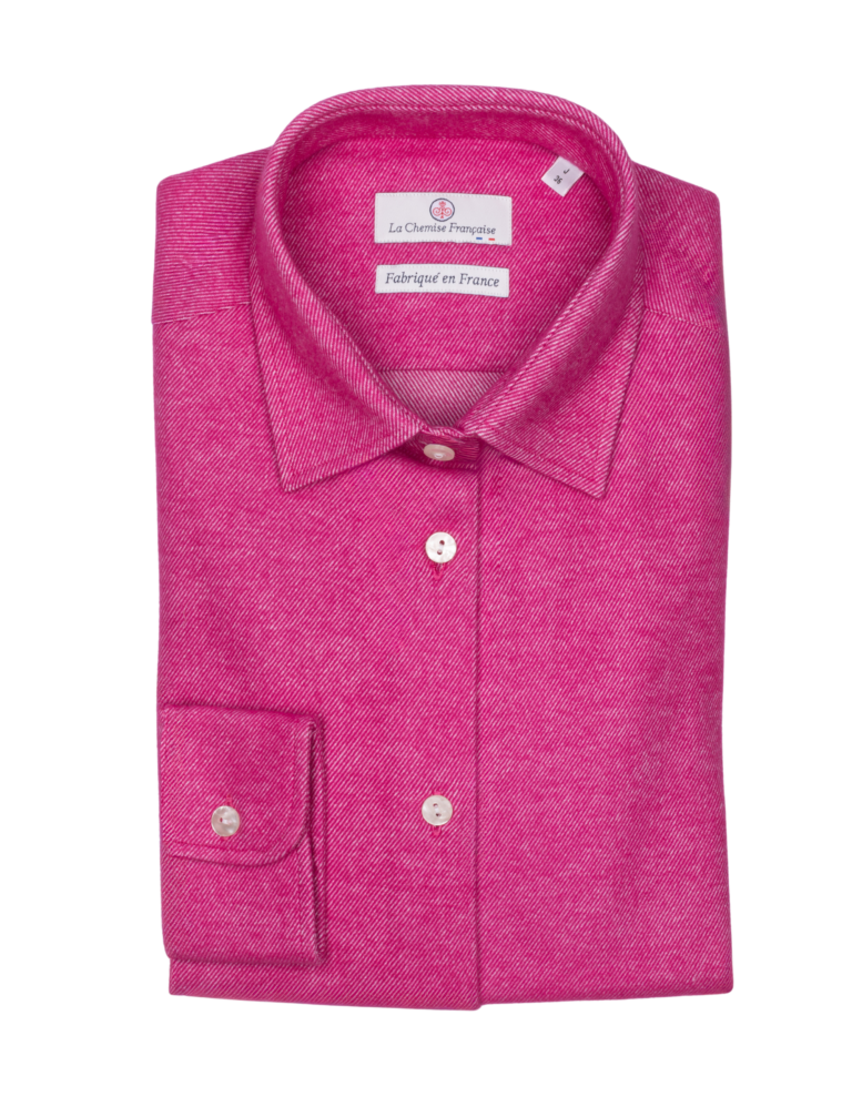 la chemise francaise chemise femme flanelle fuchsia pliee La Chemise Française - Chemisier Flanelle Chaude Fuchsia – 40