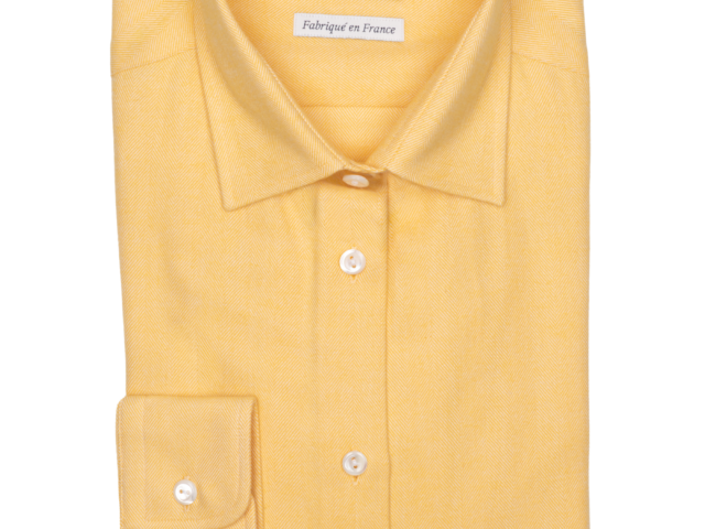 la chemise francaise chemise femme flanelle jaune pliee La Chemise Française - Chemisier Flanelle Chaude Chverons Jaune – 46
