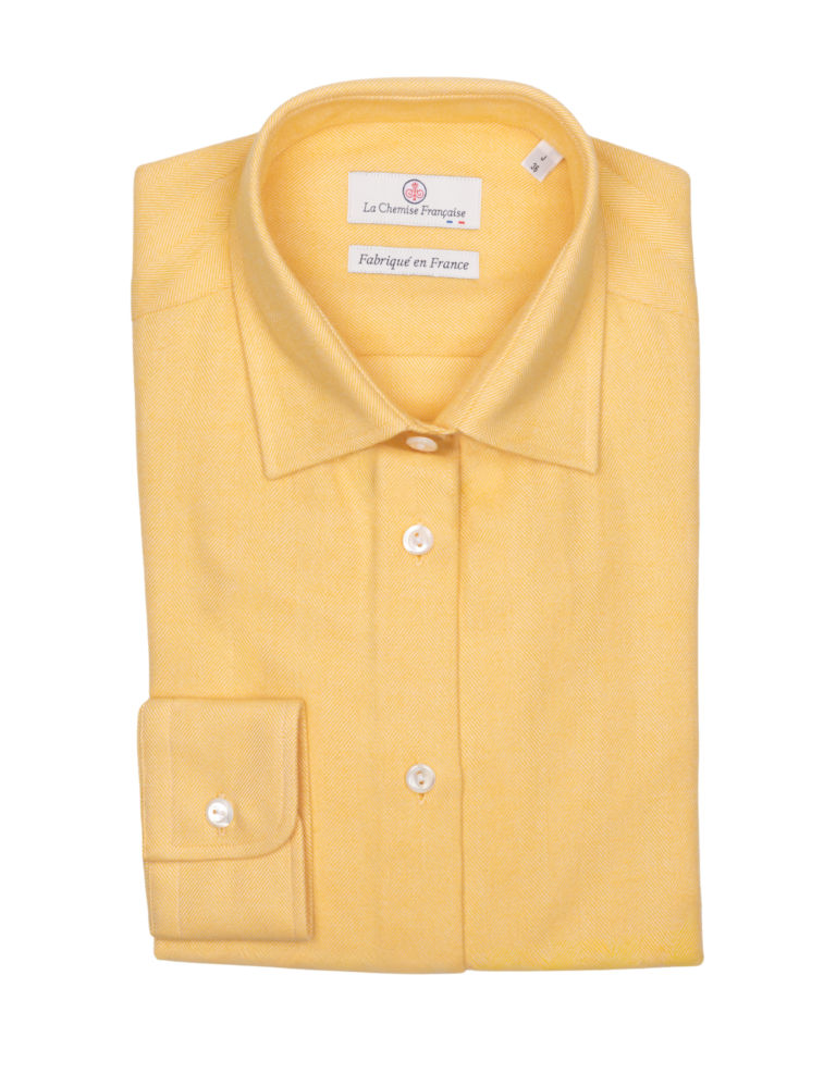 La Chemise Française - Chemisier Flanelle Chaude Chverons Jaune – 46