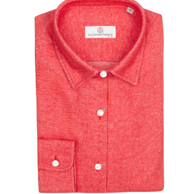 La Chemise Française - Chemisier Flanelle Chaude Rouge – 46