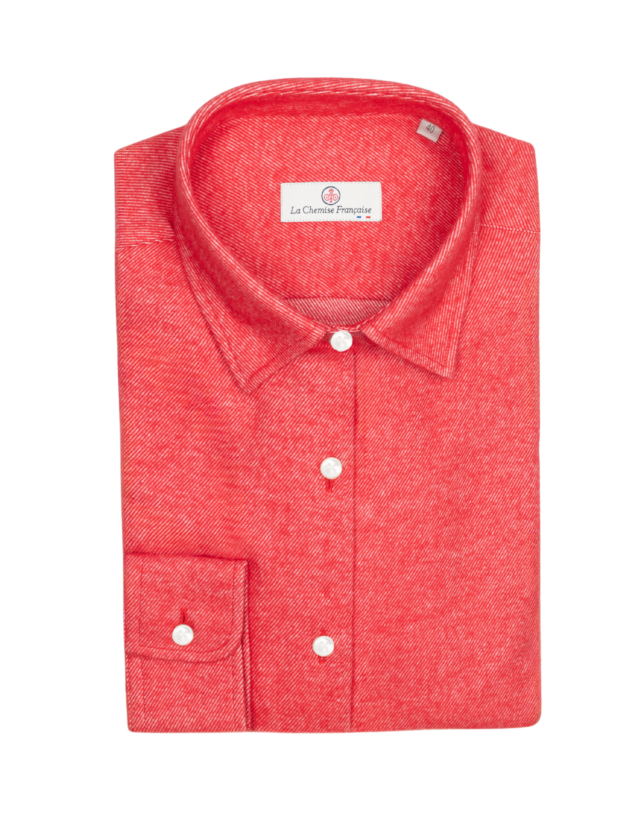 Chemisier Flanelle Chaude Rouge par la marque La Chemise Française La Chemise Française - Chemisier Flanelle Chaude Rouge