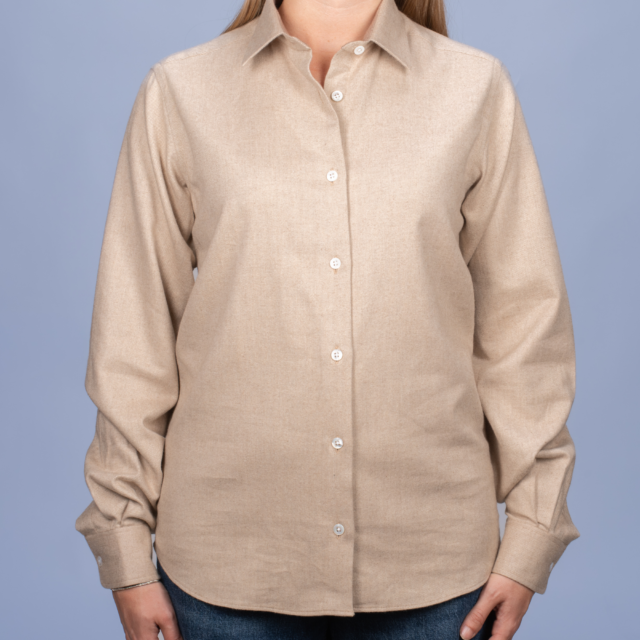 La Chemise Française - Chemisier Flanelle Chaude Sable – 46