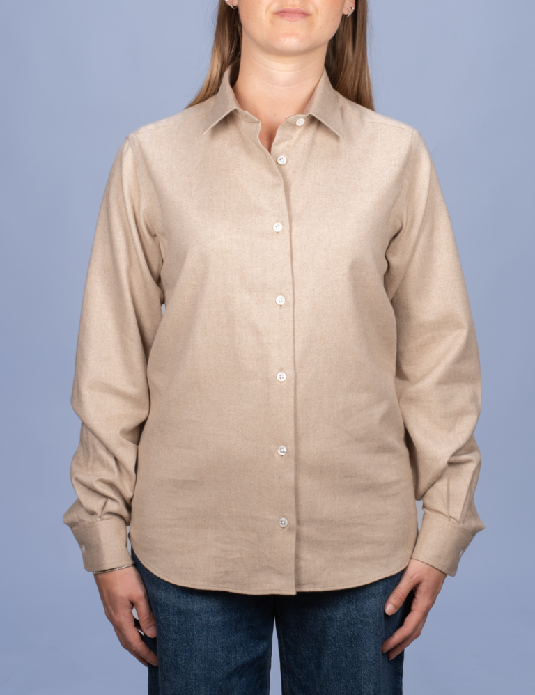 La Chemise Française - Chemisier Flanelle Chaude Sable – 46