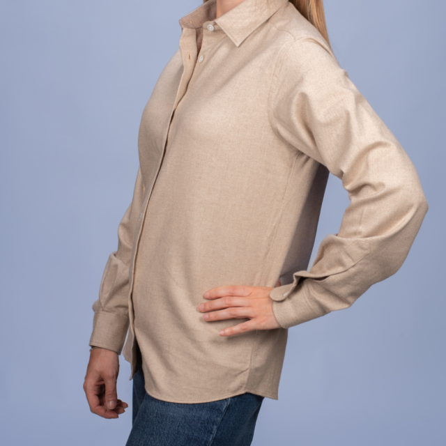La Chemise Française - Chemisier Flanelle Chaude Sable – 46