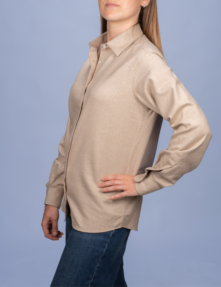 La Chemise Française - Chemisier Flanelle Chaude Sable – 46