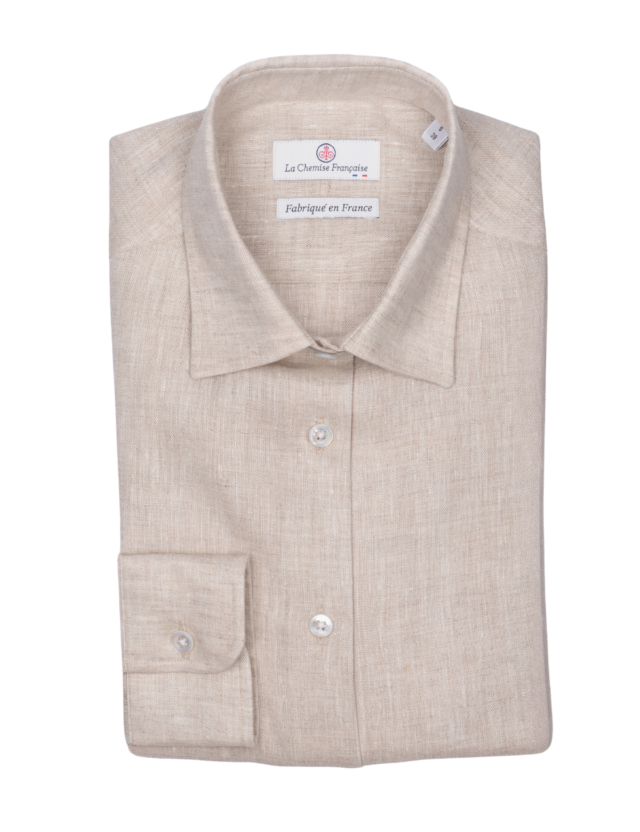 Chemisier Lin Normand Sable par la marque La Chemise Française La Chemise Française - Chemisier Lin Normand Sable