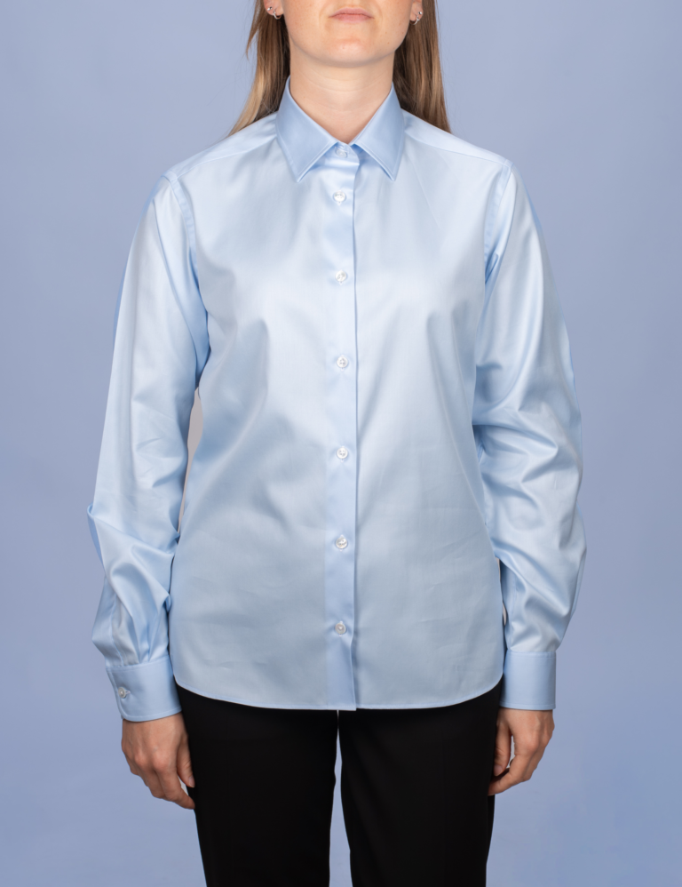 La Chemise Française - Chemisier Twill Fin Bleu Ciel – Droite / 48