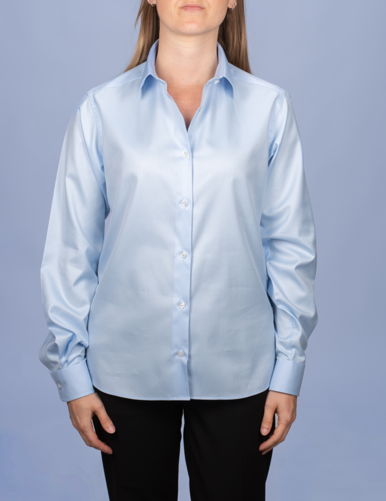 La Chemise Française - Chemisier Twill Fin Bleu Ciel – Droite / 48