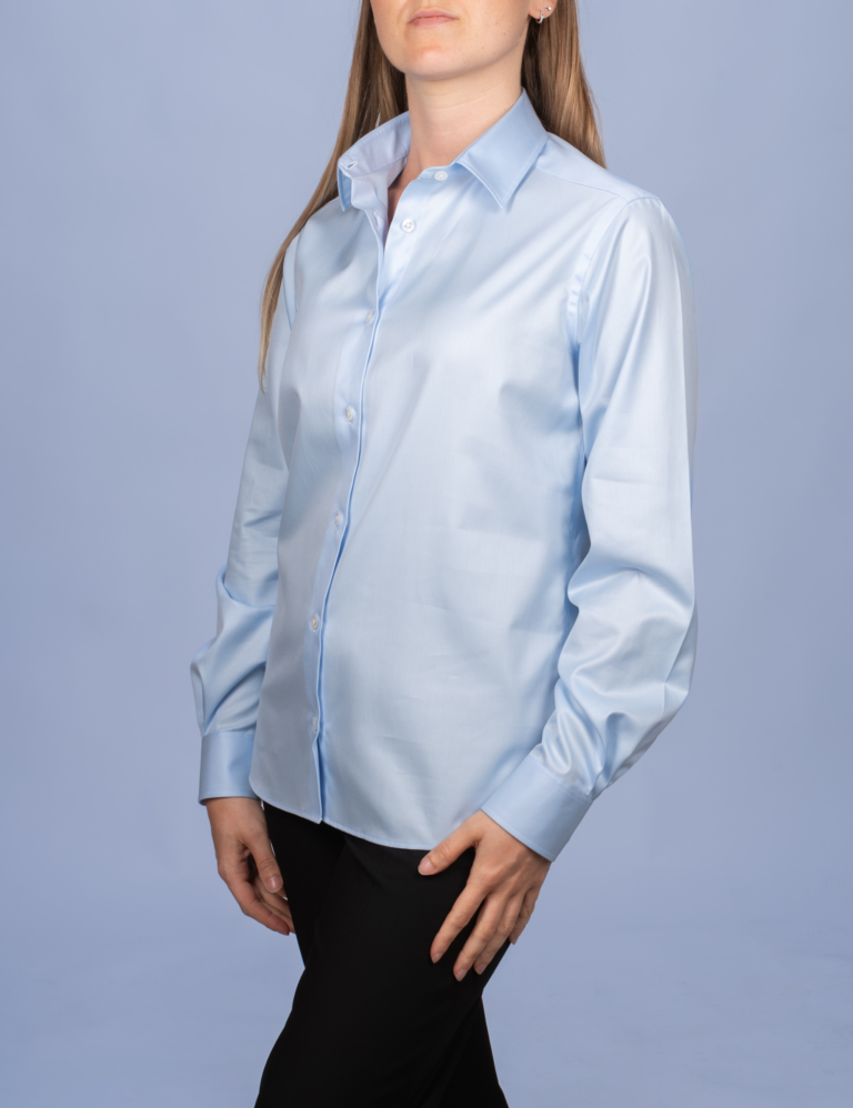 La Chemise Française - Chemisier Twill Fin Bleu Ciel – Droite / 48