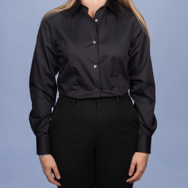 La Chemise Française - Chemisier Satin Noir – Droite / 48
