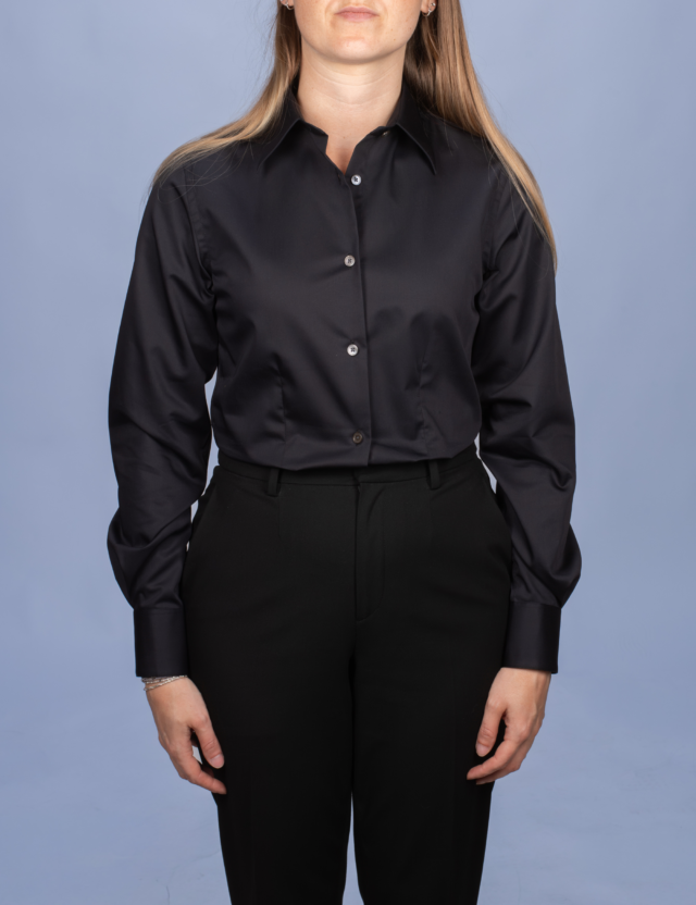 La Chemise Française - Chemisier Satin Noir – Droite / 48
