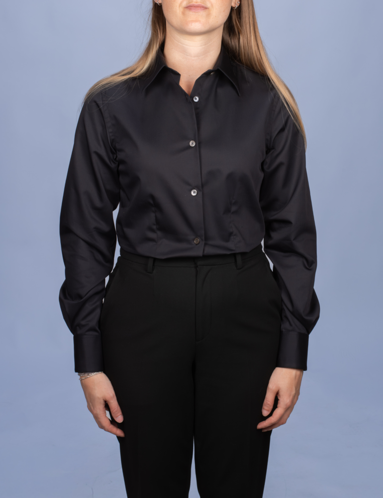 La Chemise Française - Chemisier Satin Noir – Droite / 48