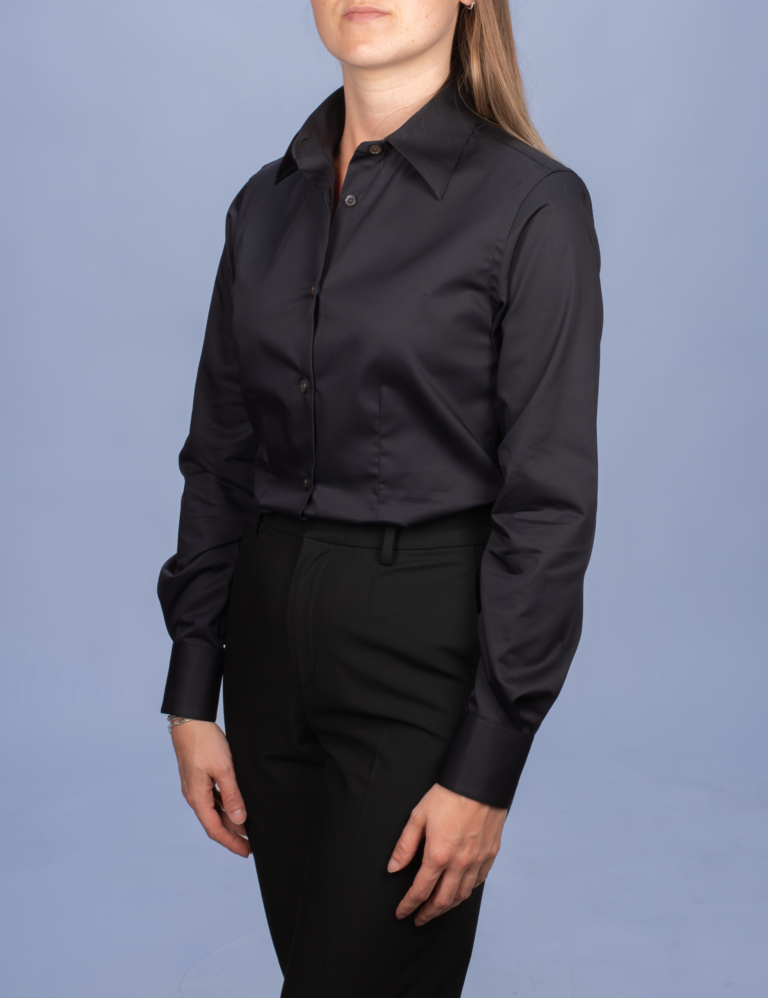 La Chemise Française - Chemisier Satin Noir – Droite / 48
