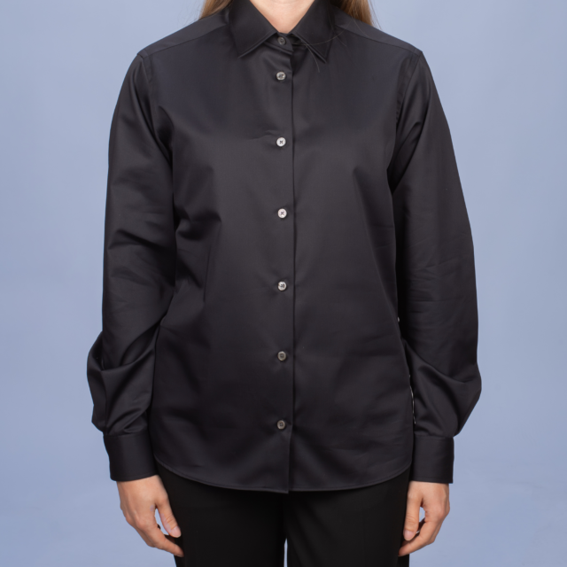 La Chemise Française - Chemisier Satin Noir – Droite / 48