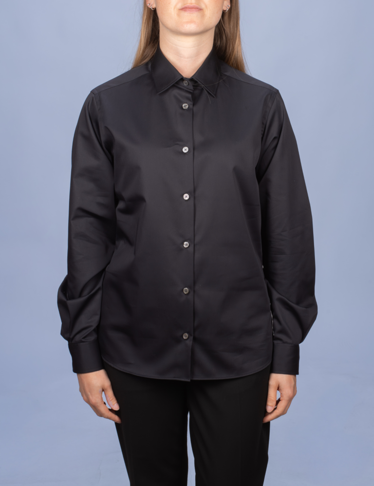 La Chemise Française - Chemisier Satin Noir – Droite / 48