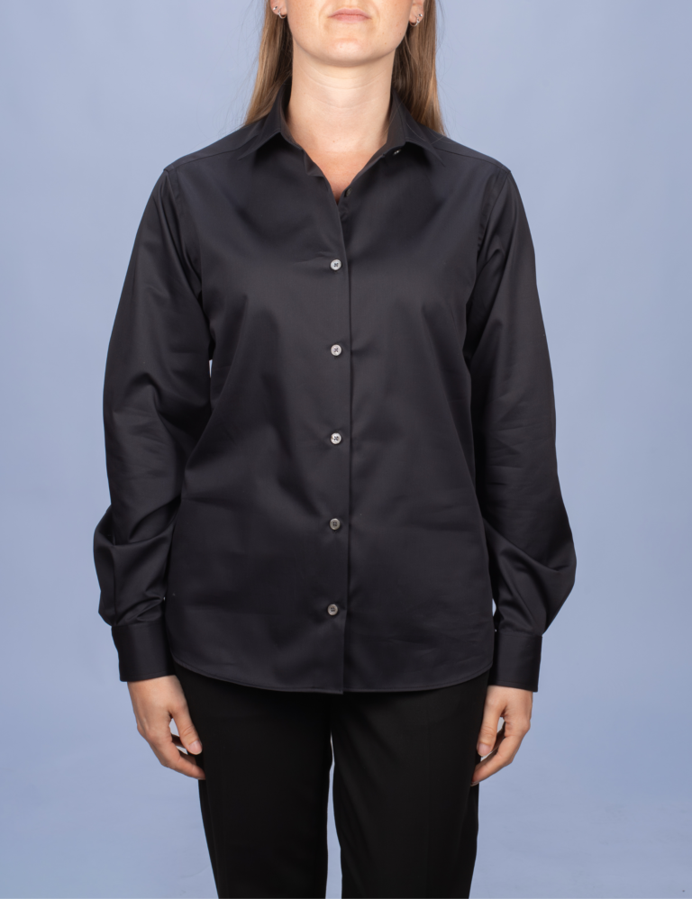 La Chemise Française - Chemisier Satin Noir – Droite / 48