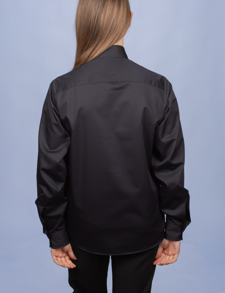 La Chemise Française - Chemisier Satin Noir – Droite / 48