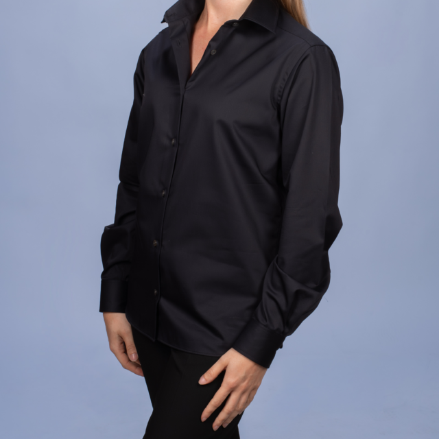 La Chemise Française - Chemisier Satin Noir – Droite / 48
