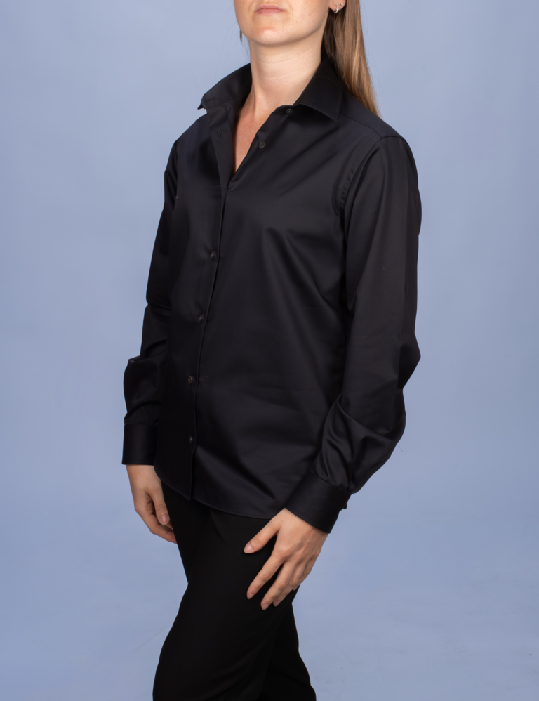 La Chemise Française - Chemisier Satin Noir – Droite / 48